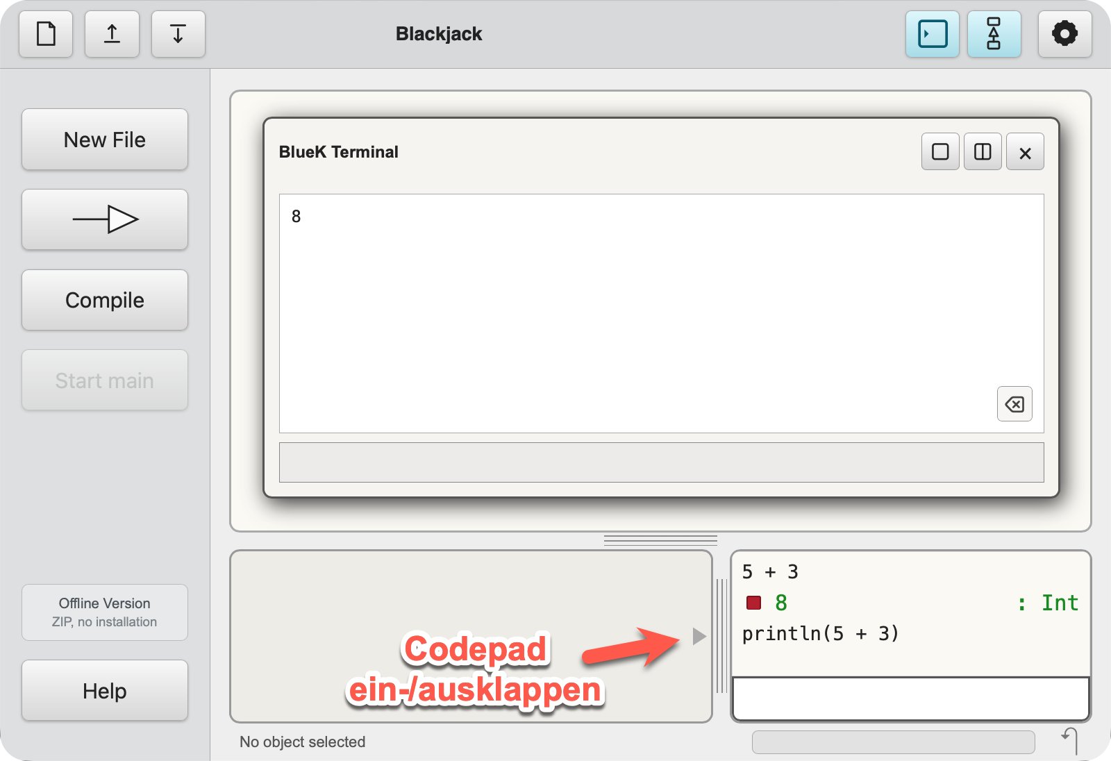 Codepad in BlueK