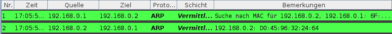 Datenaustausch Zeilen 1 und 2