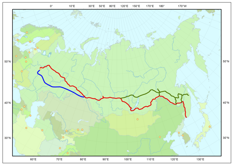 Karte Transsibirische Eisenbahn