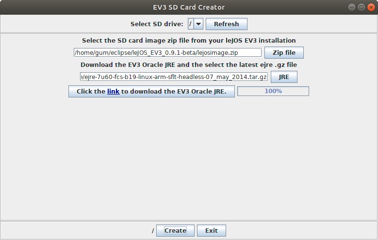 EV3 SD Card Creator Dialog