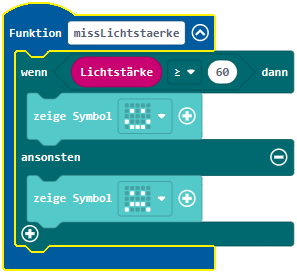 Screenshot Lösung Funktion missLichtstaerke