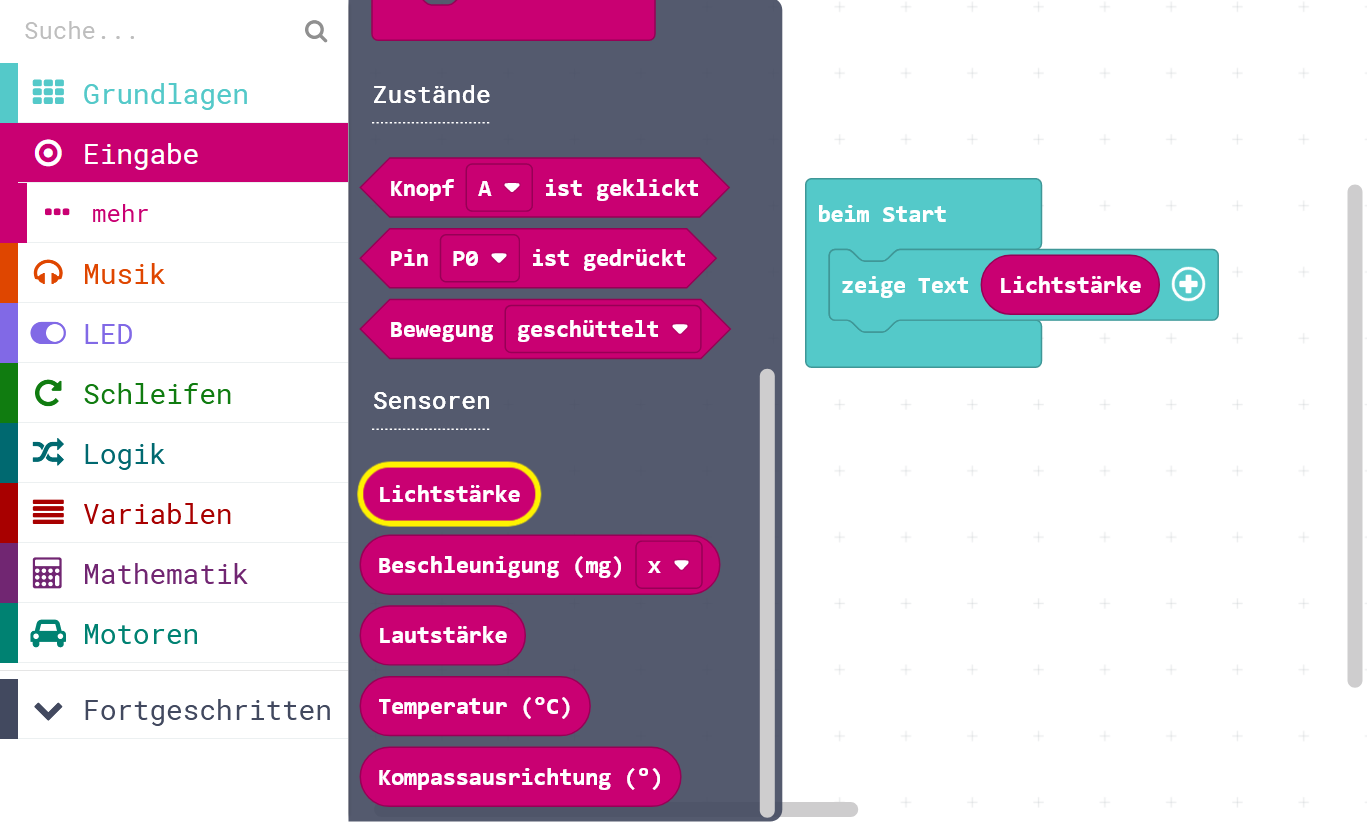 Farben der Blöcke in MakeCode