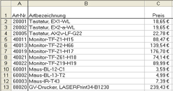 einfache Tabelle