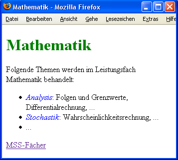 Webseite zum Fach Mathematik