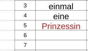 Auszug aus einem Arbeitsblatt zur Satzerzeugung
