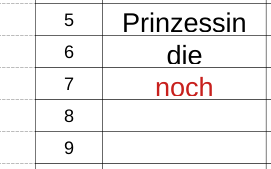 Auszug aus einem Arbeitsblatt zur Satzerzeugung