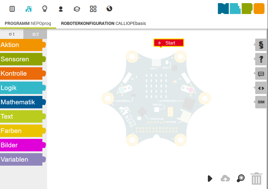 Open Roberta Lab Programmierumgebung