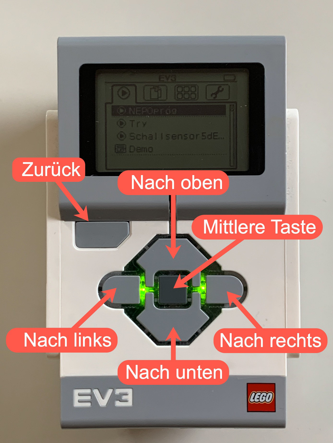 Tasten des EV3