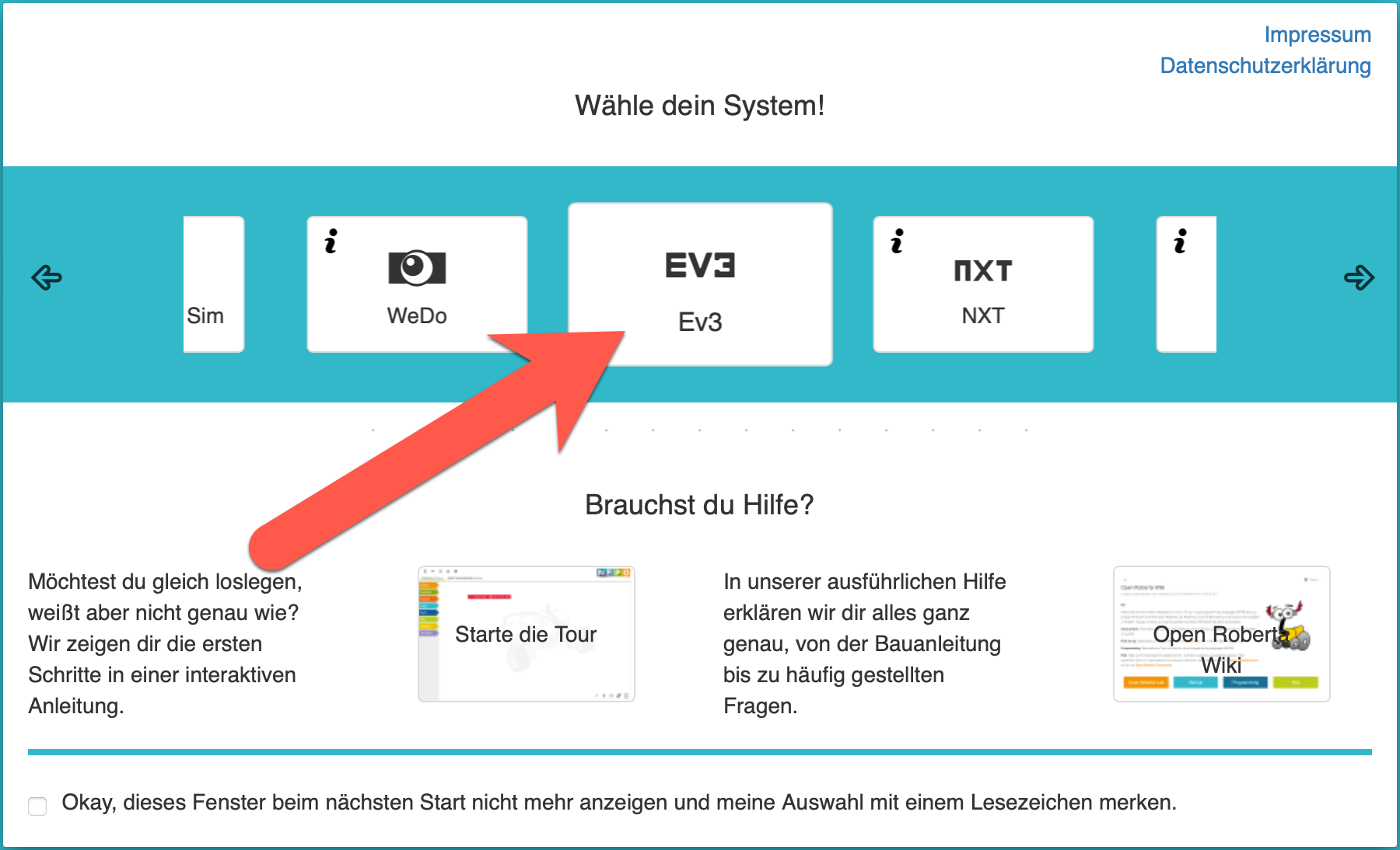 EV 3 wählen